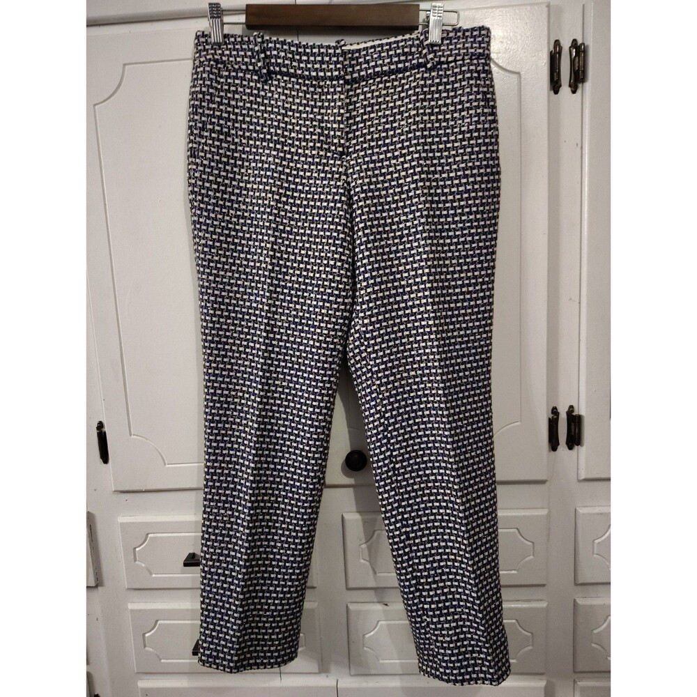 J.Crew Silk Blend Tweed Metallic Cafe Capri Pant Basketweave Navy Size Women's 2